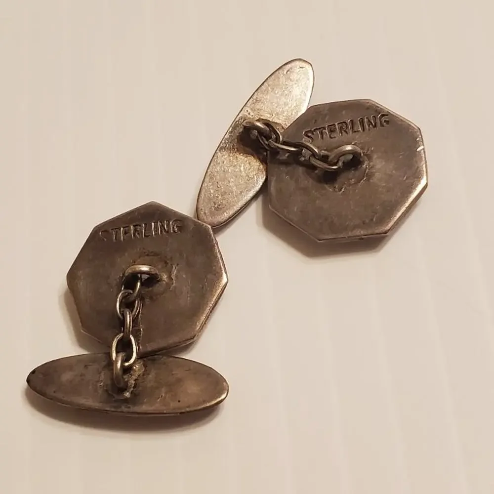 Vintage Sterling Silver Siam lady Dancing Dancer Cufflinks by Niello
